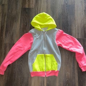 Neon American Apparel zip up hoodie